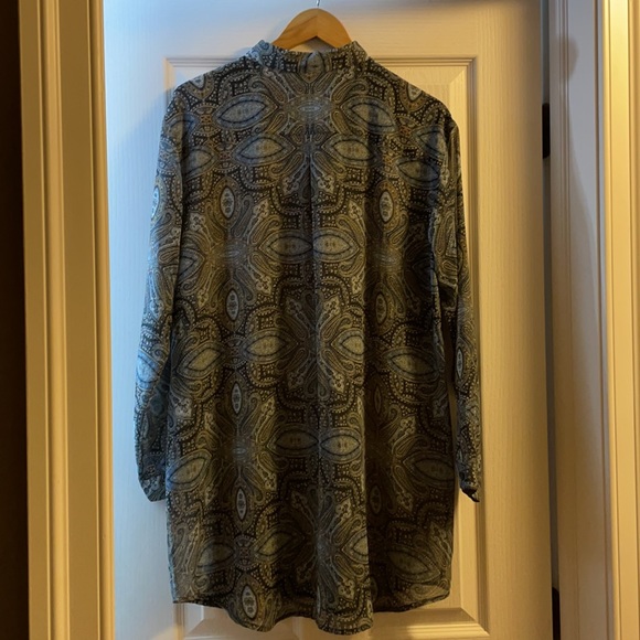 J.Jill Long Blue/Black Button Down Blouse Size Medium - Picture 8 of 8